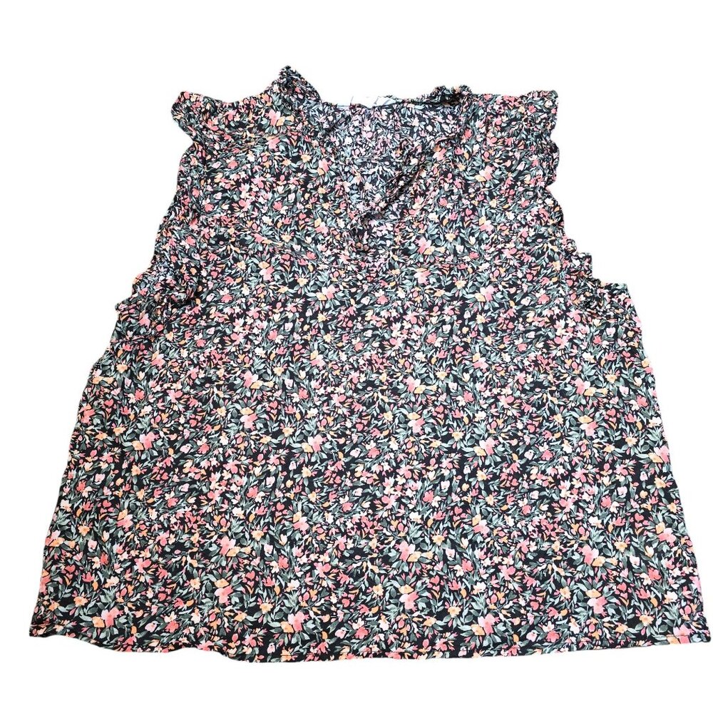 BB Dakota Steve Madden Black Floral Ruffled Blouse Size:‎ XL EUC